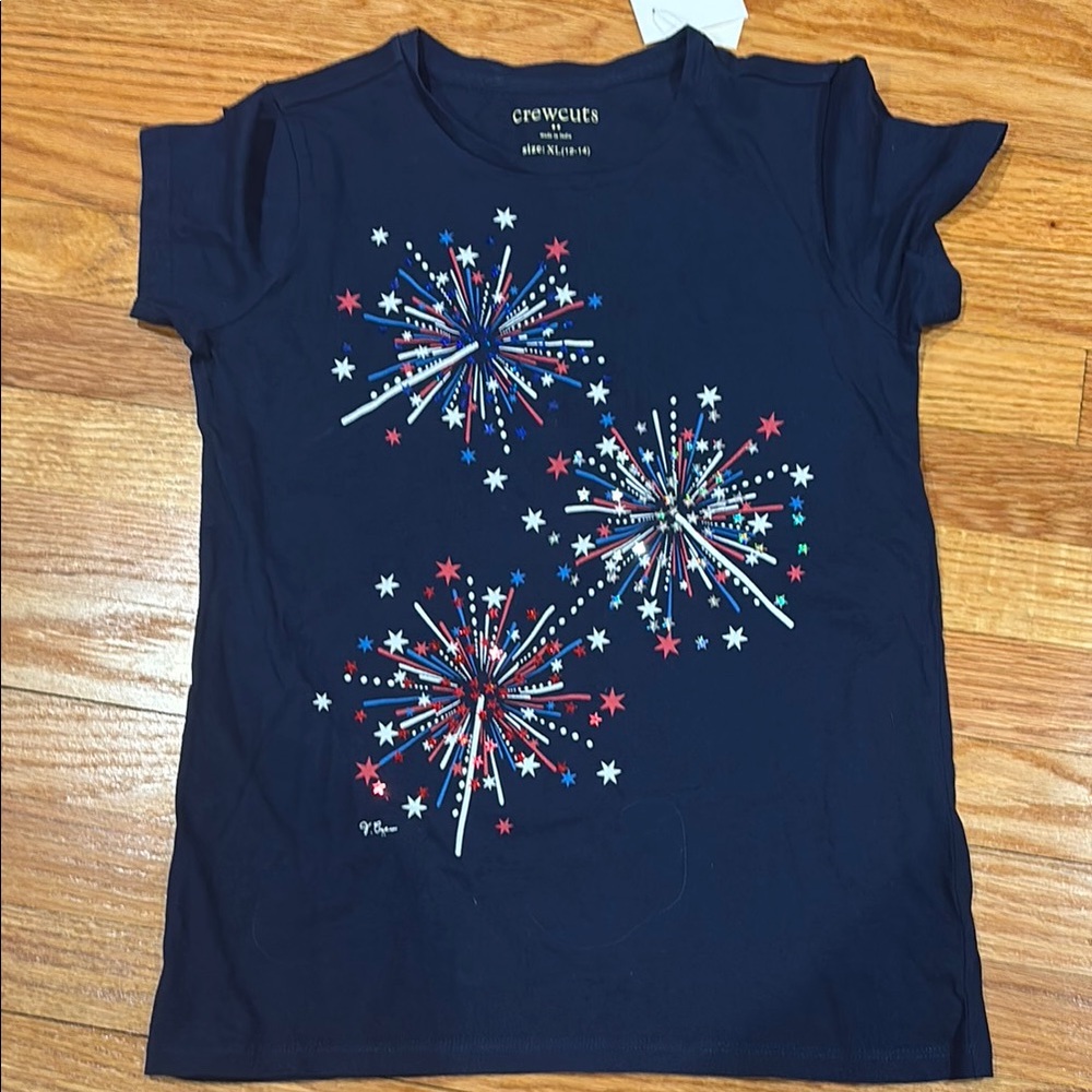 Crewcuts Kids Fireworks Graphic Tee - Navy Blue